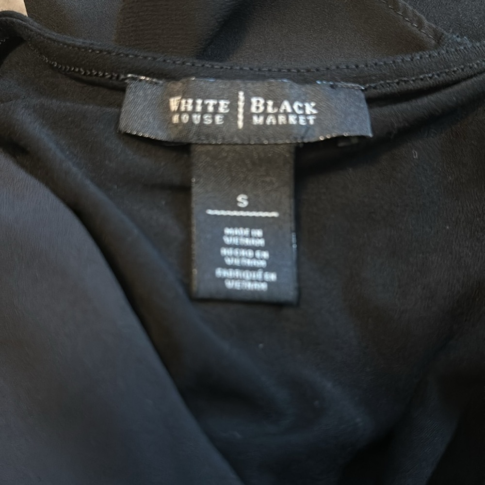 White House Black Market Black Asymmetrical V-Neck Draped Dress - Picture 6 of 6